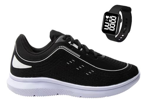Tênis Esportivo Masculino Feminino Academia Novo + Relógio