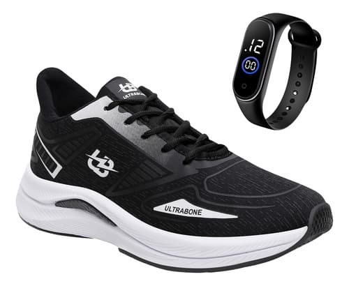 Tênis Masculino Esportivo Academia Corrida Treino + Relógio