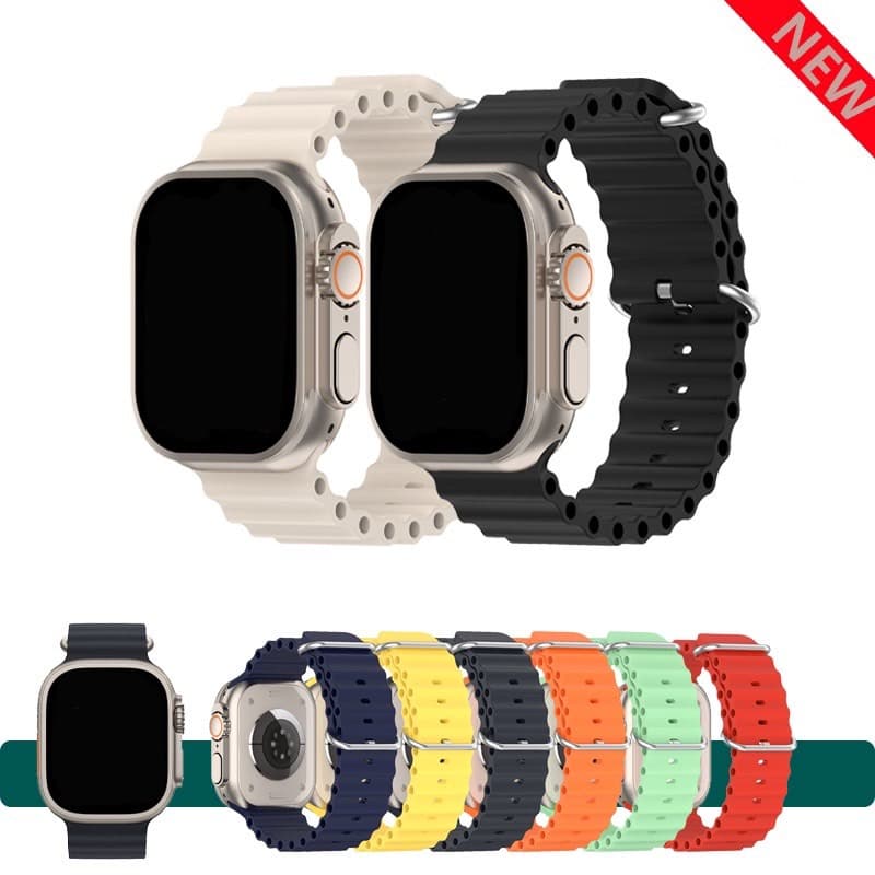 Pulseira Oceano Silicone para Smart Watch e Iwo 38mm 40mm 41mm 42mm 44mm 45mm 49mm Ultra Serie 8