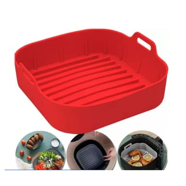 Kit 1/2/3 Forma de Silicone Air Fryer Antiaderente Cesto Silicone Fritadeira Elétrica Quadrado