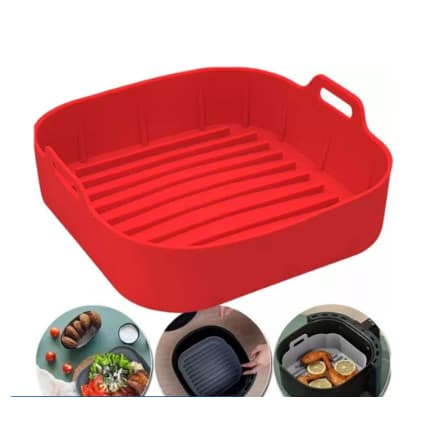 Kit 1/2/3 Forma de Silicone Air Fryer Antiaderente Cesto Silicone Fritadeira Elétrica Quadrado