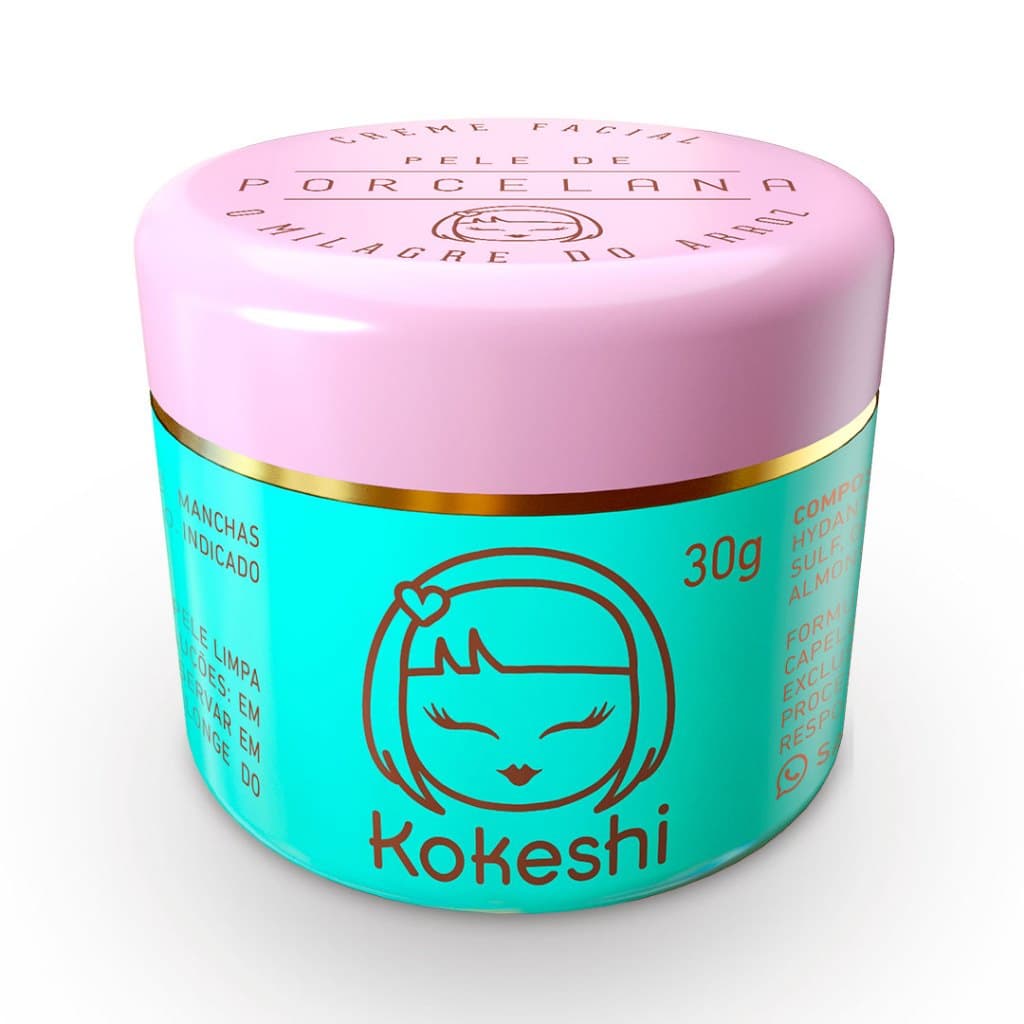 Hidratante Creme Facial Pele de Porcelana Kokeshi 30g Milagre do Arroz