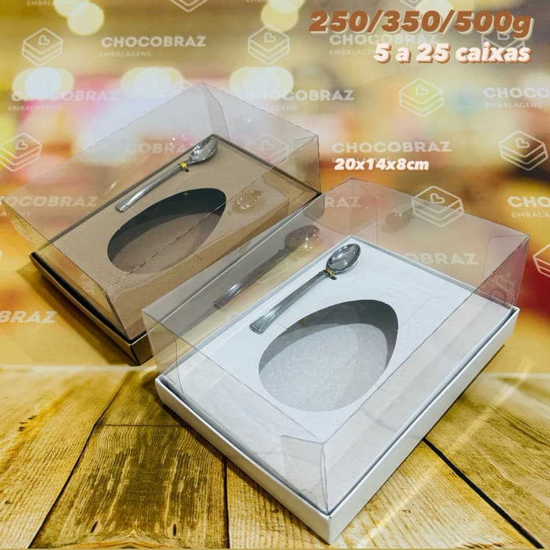 Kit 5~20 Caixas para Ovo de Páscoa Ajustavel 250/350/500g Branca Ou Kraft Páscoa 2026 Off (decora)