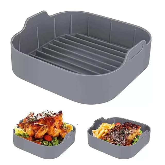Forma de Silicone Quadrada para Airfryer 19cm Fritadeira Elétrica 4~6 Litros