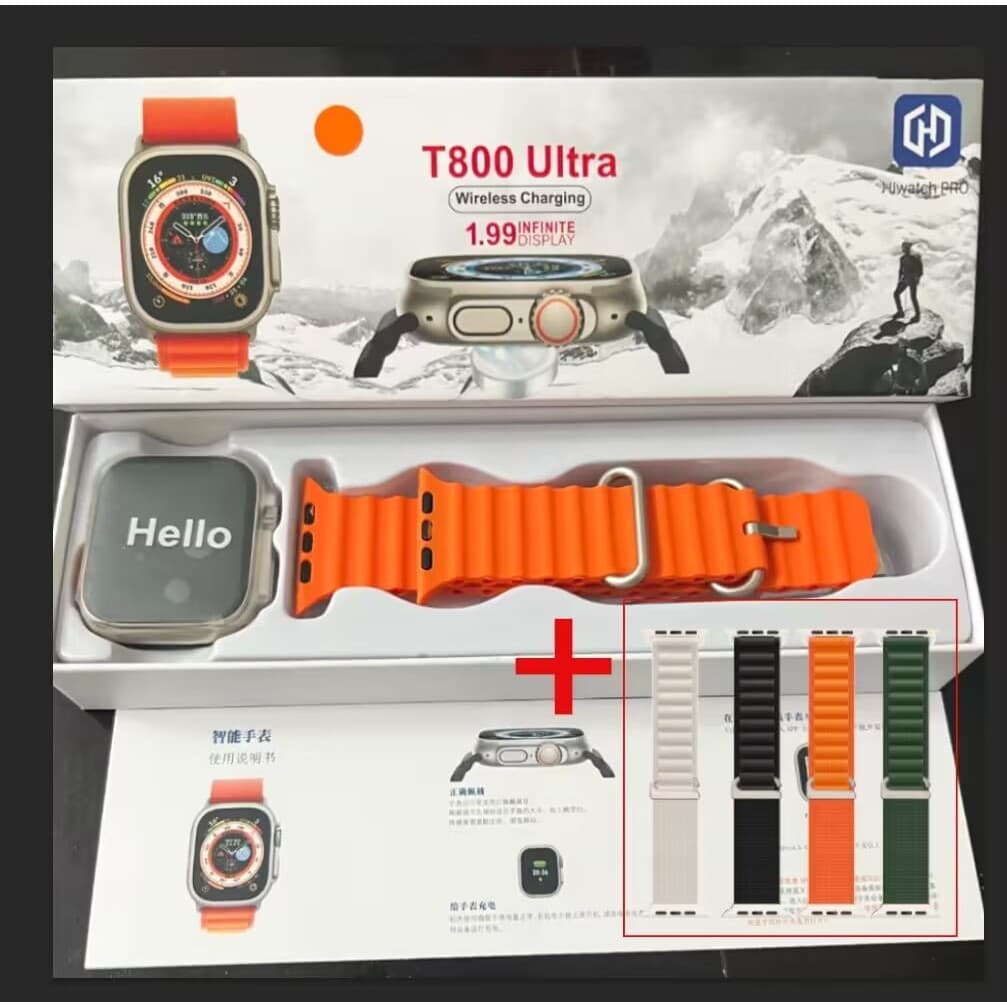 2026 Nova Série 8 Relógio T800 Ultra Smart Watch Esportivo Sem Fio À Prova D'água T800 Ultra3 Max Nfc