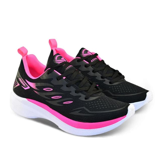 Tenis Feminino Escolar Academia Original Freedom Corrida Caminhada Lançamento Preto Pink