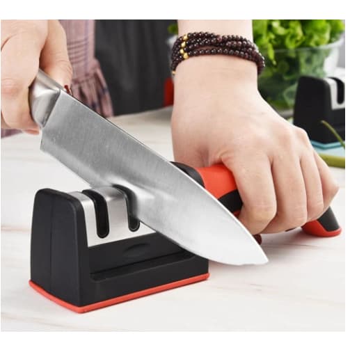 Afiador de Faca 3 Estágios Amolador Profissional Ferramenta com Afiação Rápida em Aço Inoxidável Promoção Utensílios Par
