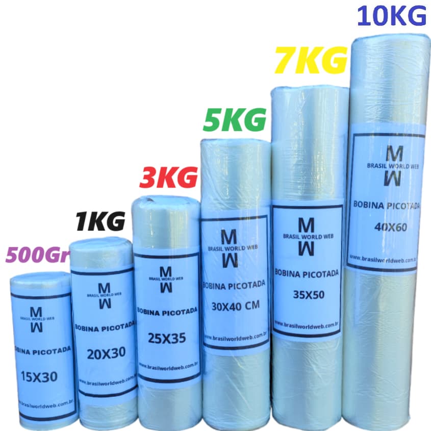 Bobina de Sacos Plásticos Picotada para Alimentos Freezer Microondas Transparente 500 Saquinhos