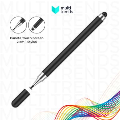 Caneta Touch Screen Stylus Universal 2 em 1 para Tablet, Smartphone e Laptop