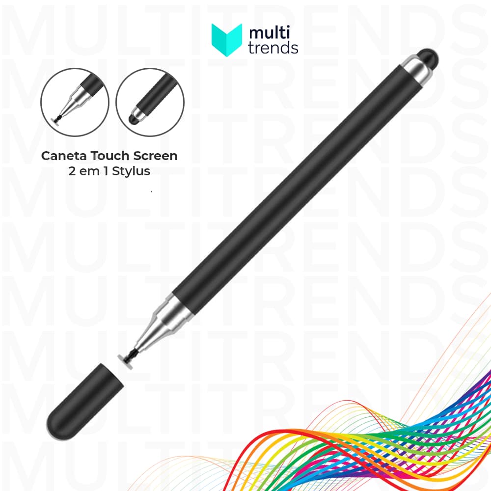 Caneta Touch Screen Stylus Universal 2 em 1 para Tablet, Smartphone e Laptop