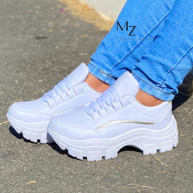 Estilo com Desconto: Tenis Adulto Plataforma Feminino, Sola Tratorada, em Promoção Arrasadora 2024 Confortável