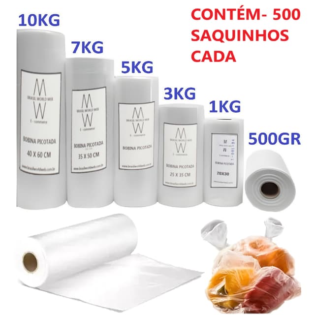 Bobina Picotada Sacos Plásticos Saquinhos para Alimentos Freezer Microondas