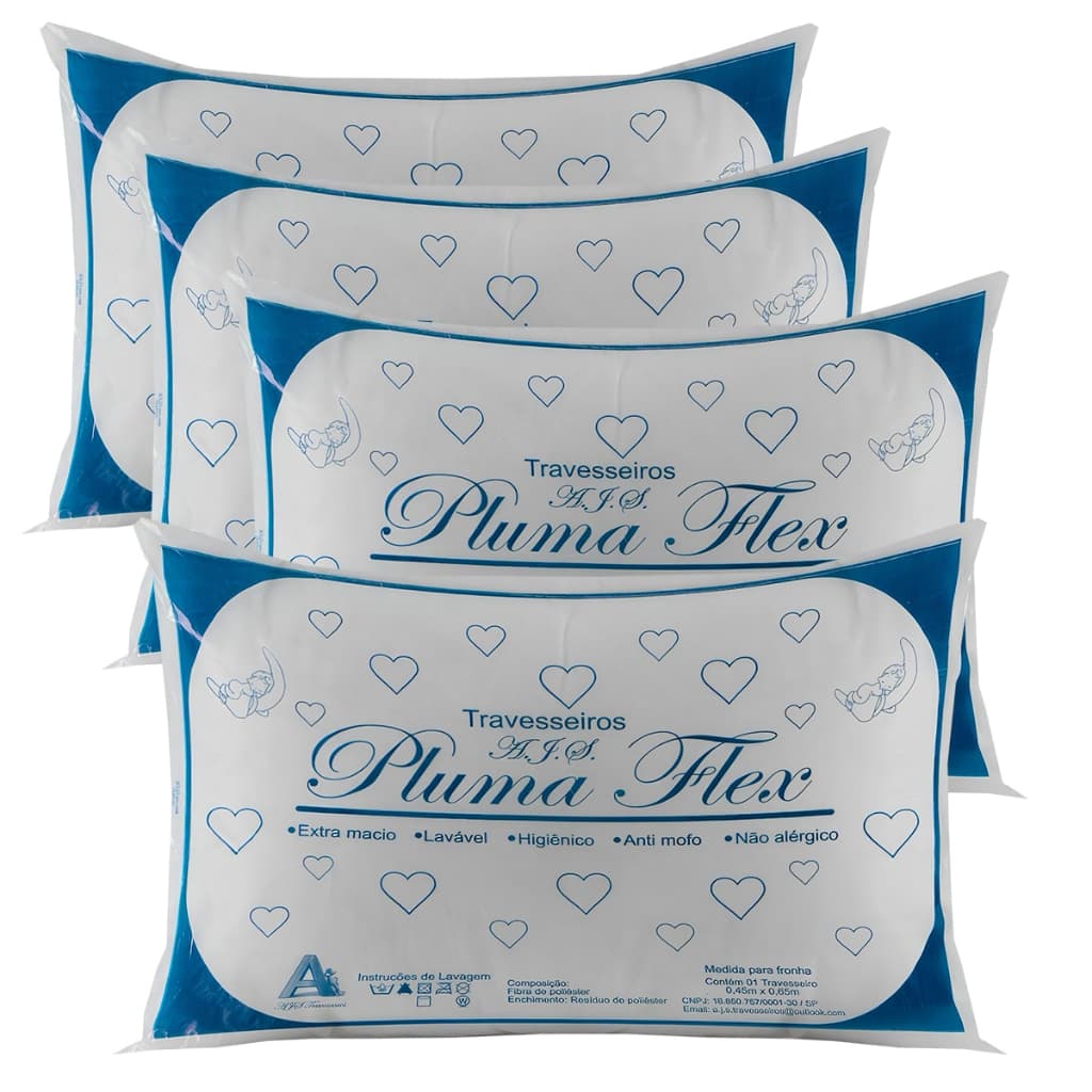 4 Travesseiro de Manta Fibra Mista Promoção, Tecido Tnt, Macio, Confortável, Grande