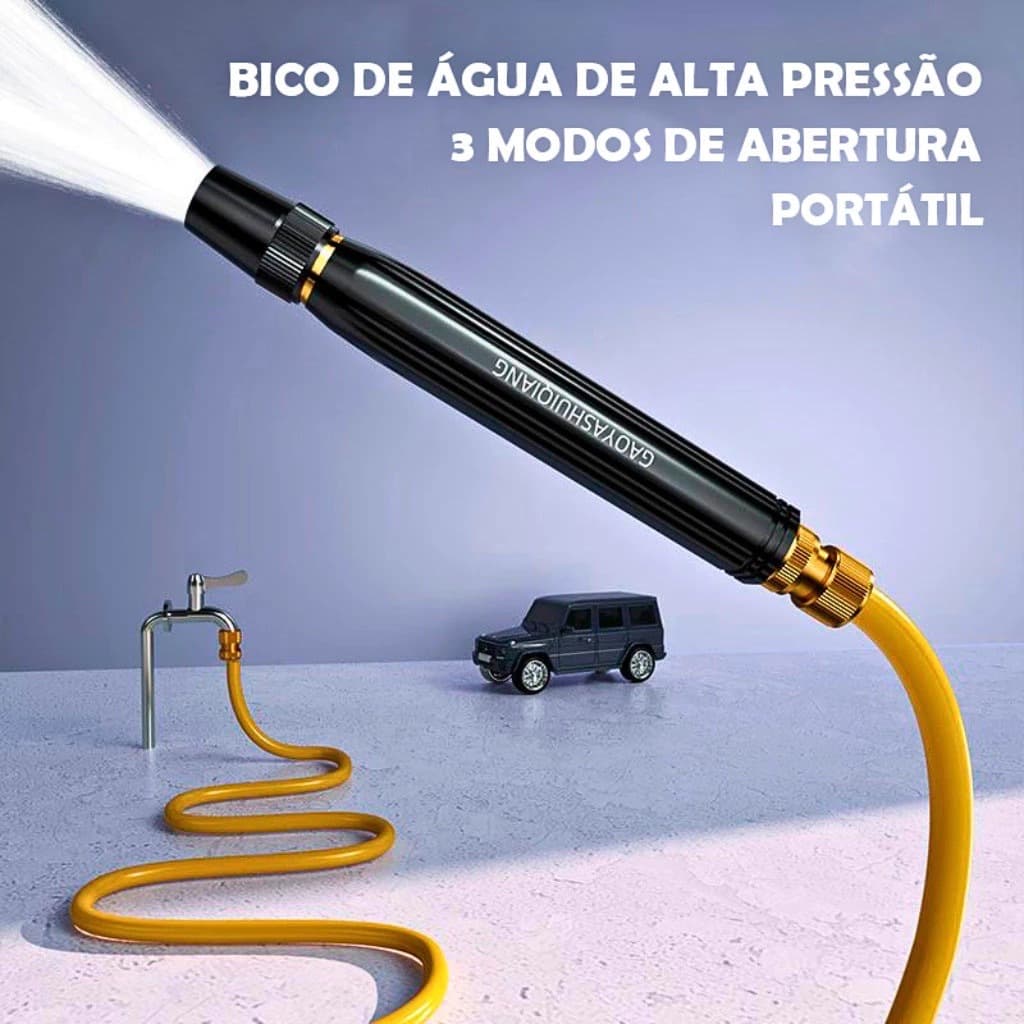 Kit 3 em 1 Bico Alta Pressão para Mangueira + Conector Top