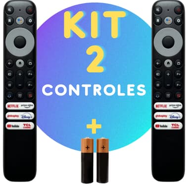 Kit Controle Remoto para Tv Tcl Smart 4K Rc902v Netflix Youtube