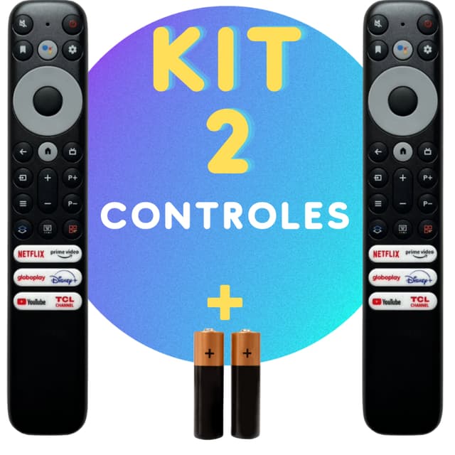 Kit Controle Remoto para Tv Tcl Smart 4K Rc902v Netflix Youtube