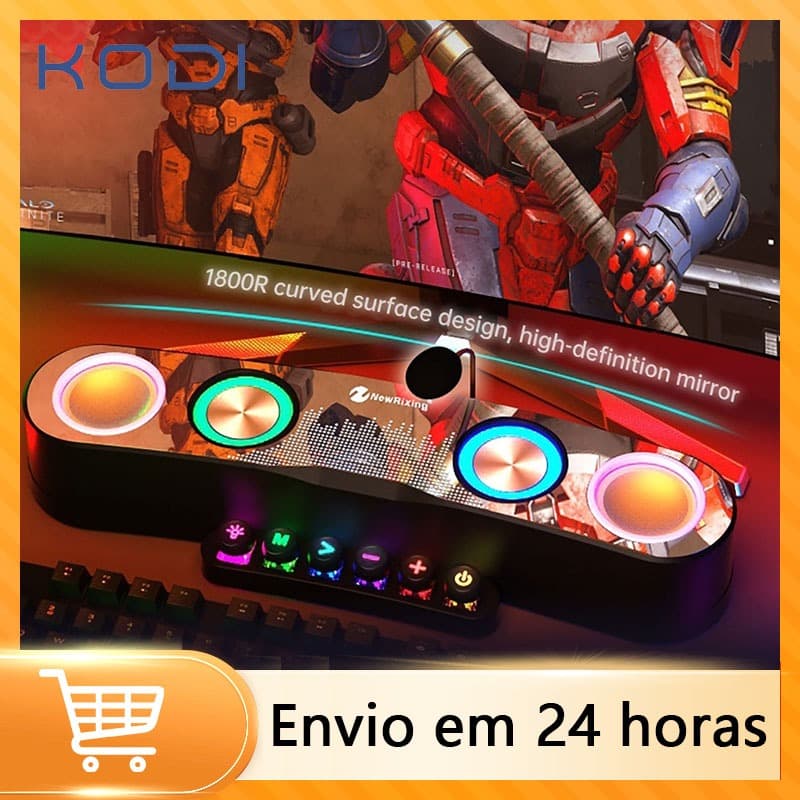 Caixa de Som Bluetooth Gamer Soundbar Alta Iluminação LED Rgb para Computador Pc Notebook Tv USB -c7