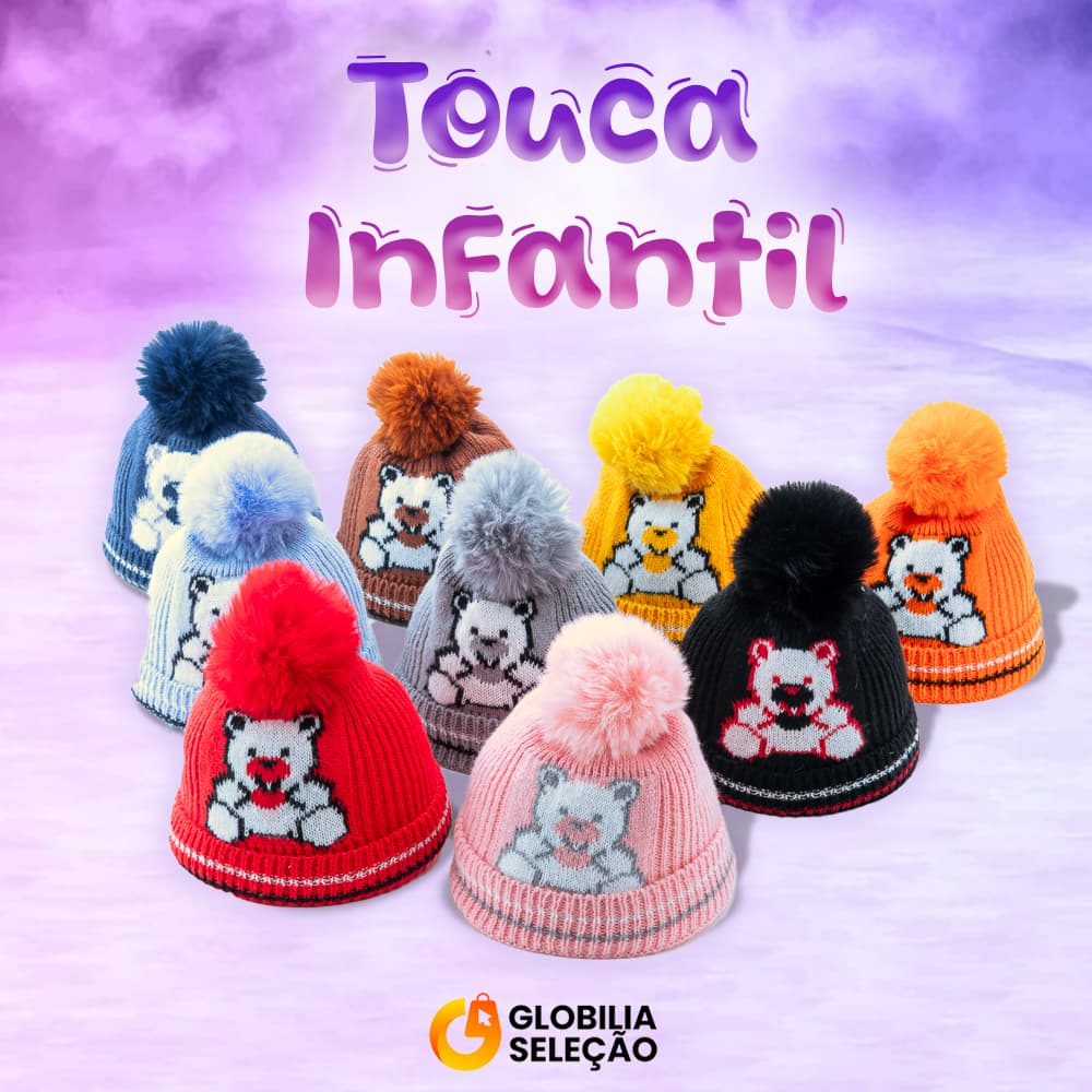 【Desconto 50%】Gorro Touca Infantil Criança Menino Menina Tricotado Quente Fashion para 1 a 4 Anos Touca de Frio