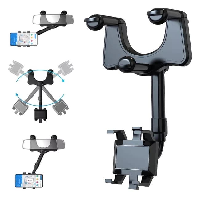 Suporte para Celular Smartphone com Apoio no Retrovisor Extensível Giro 360º