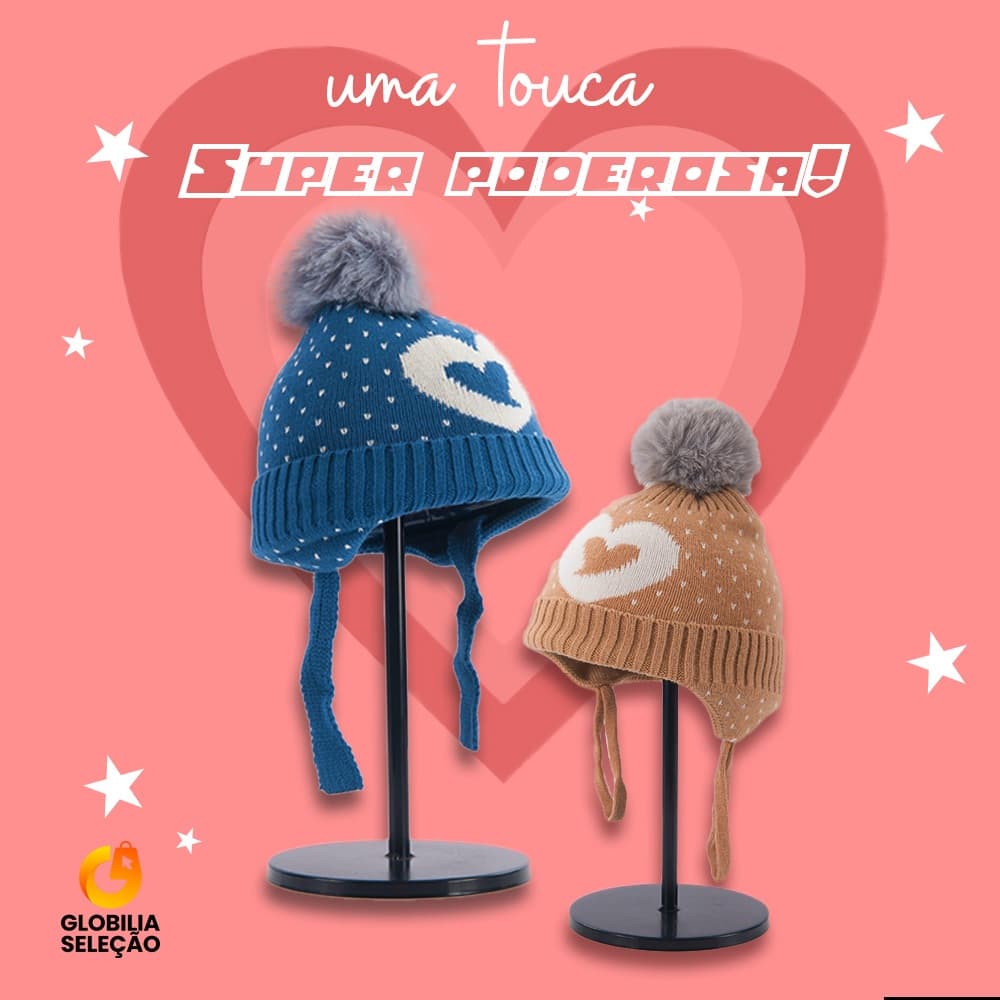【Desconto 50%】Gorro Touca Infantil com Proteção para Orelhas-de Frio Tricotado Fashion para Menino e Menina 5 a 11 Anos