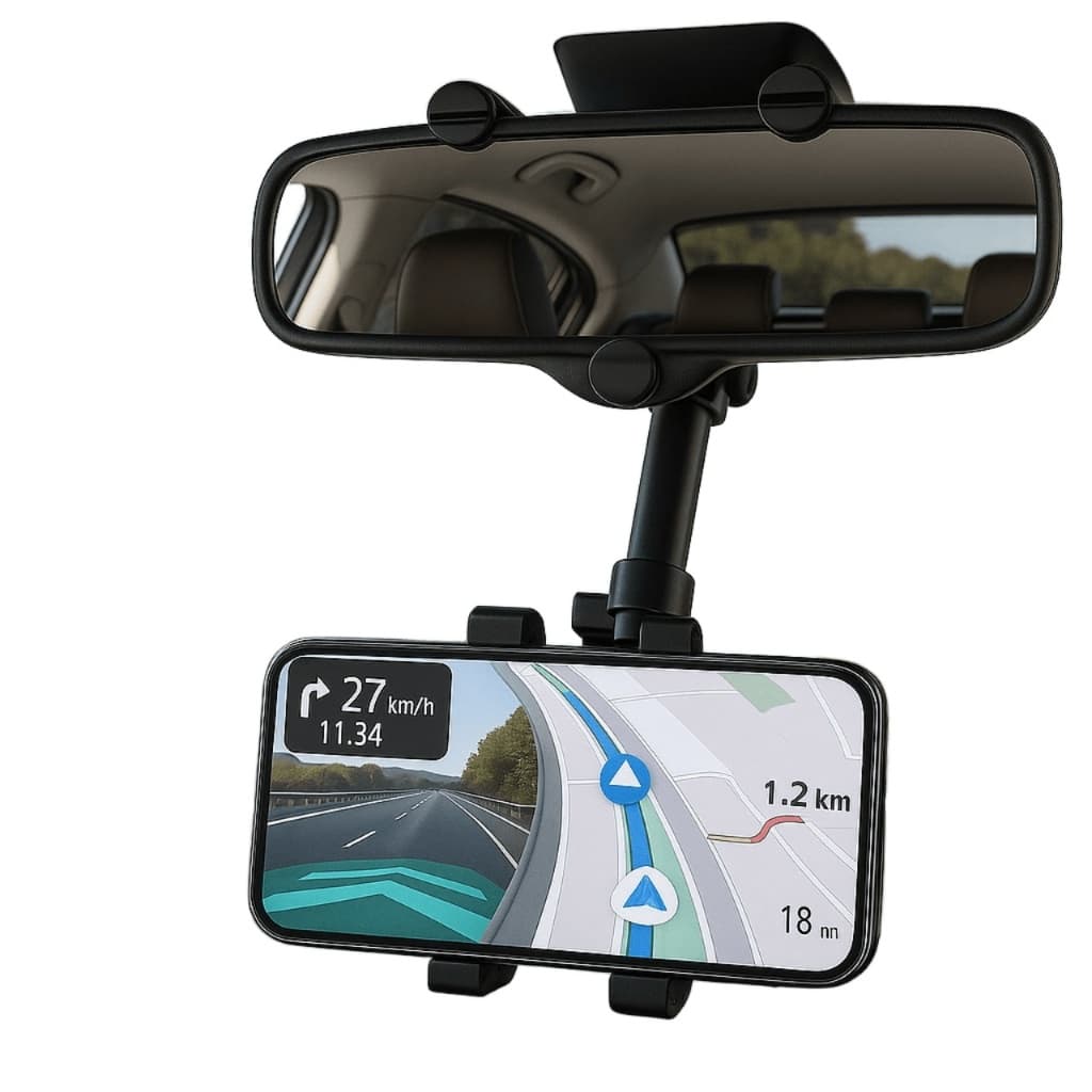 Suporte Retrovisor de Celular para Carro Central Extensível Giro 360º Facil Instalação Todos Celular