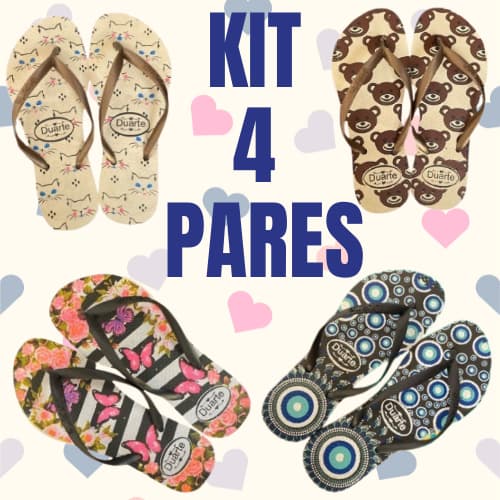 Kit 4 Pares de Chinelo Feminino Adulto Mais Vendidos Envio Imediato