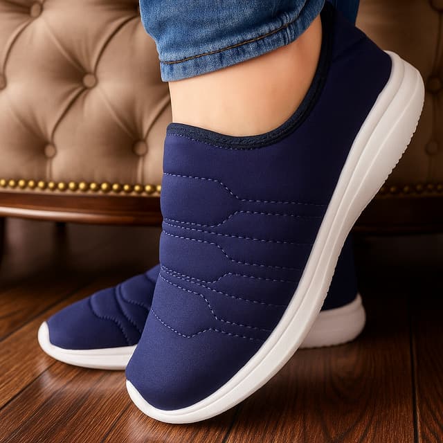 Tenis Meia Feminino Calce Facil Bordado Sliper-On Promoção Casual Leve Flexivel Ideal para Dia Dia Sapatenis Promoção