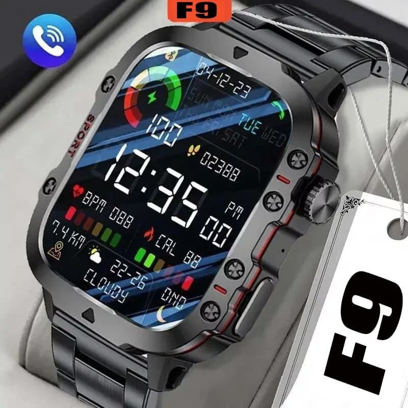 Smartwatch F9 2026 com Bluetooth para Chamadas, Relógio Esportivo e Frequência Cardíaca