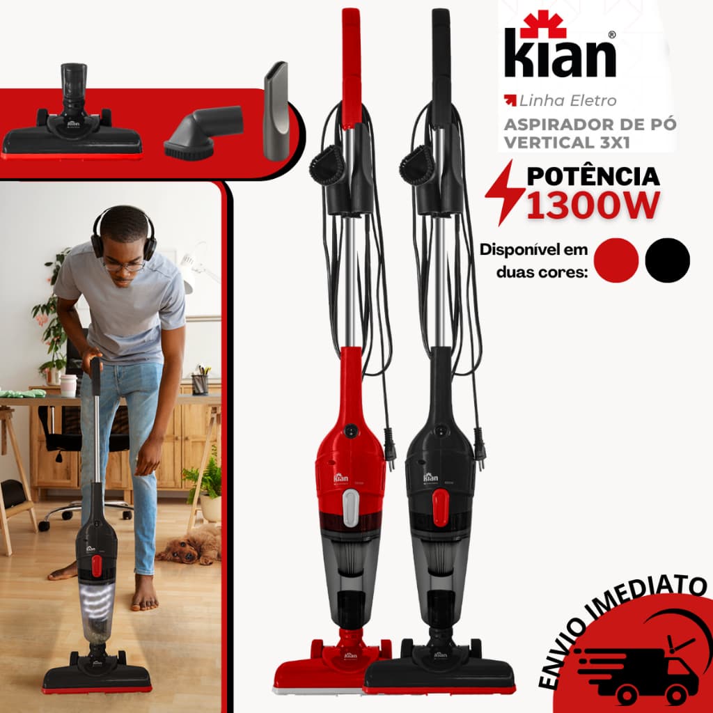 Aspirador de Pó 3 em 1 Linha Premium Sucção Forte Multifuncional para Limpeza de Casa Carro 1300w