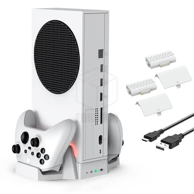 Base Cooler Resfriamento Xbox Séries S Carregador 2 Controle Indicador LED + 2 Bateria 800mah