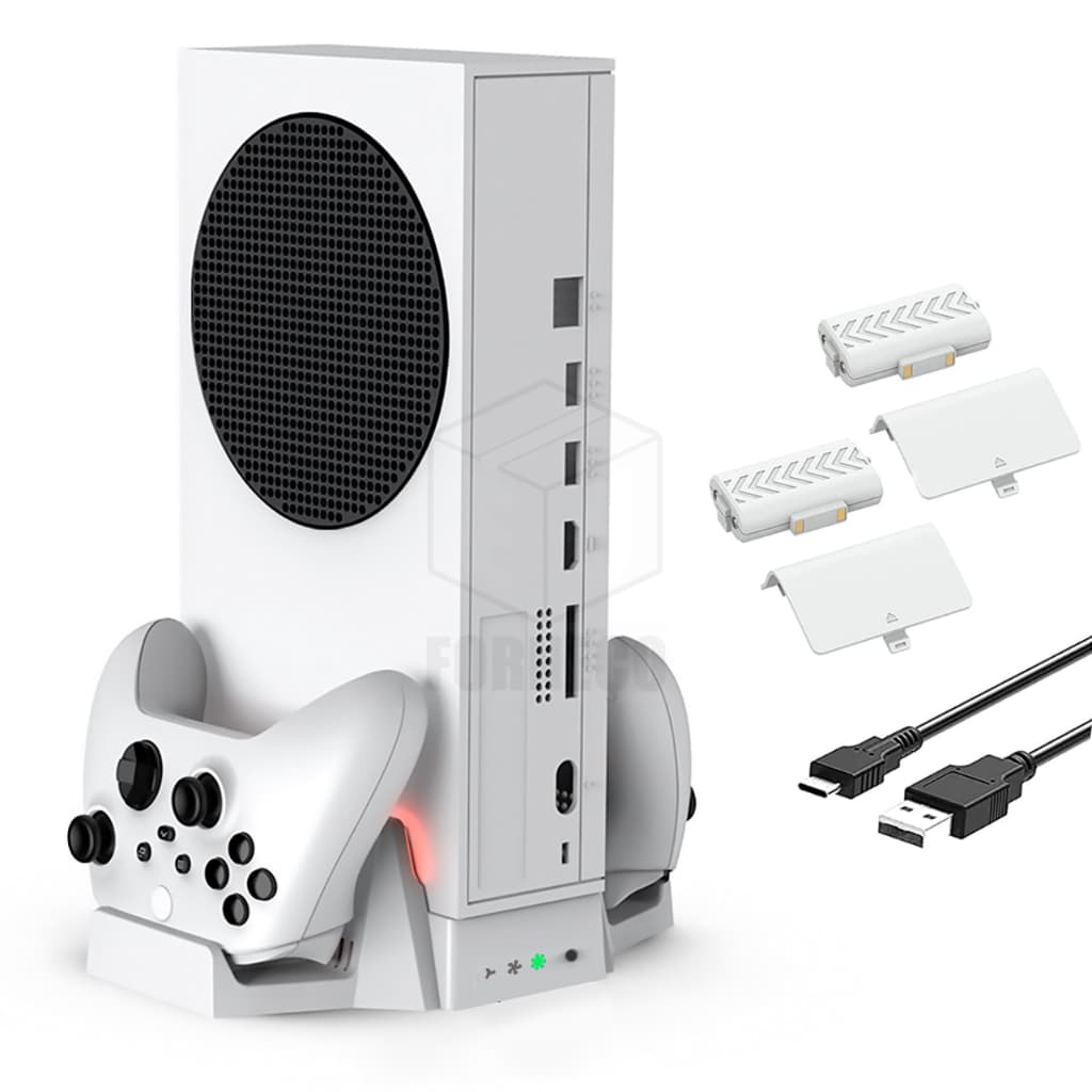 Base Cooler Resfriamento Xbox Séries S Carregador 2 Controle Indicador LED + 2 Bateria 800mah