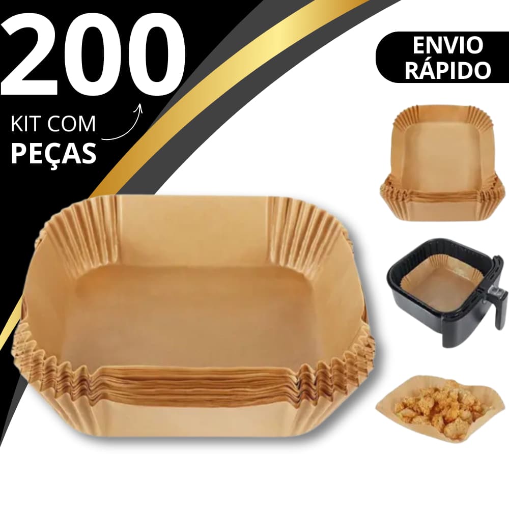 Kit 50/100/150/200 Formas Assadeira Papel Manteiga Descartável para Air Fryer Sem Sujeira Leo Store Br Leo Store Br