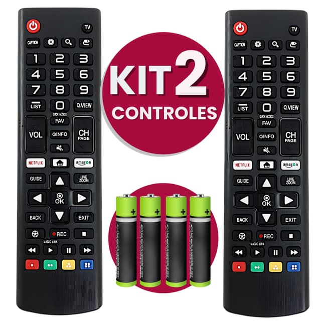 Kit 02 Controle Genérico para Tv LG Compatível com Smart 4K LED Lcd 24 32 40 43 50 55 65 Polegadas