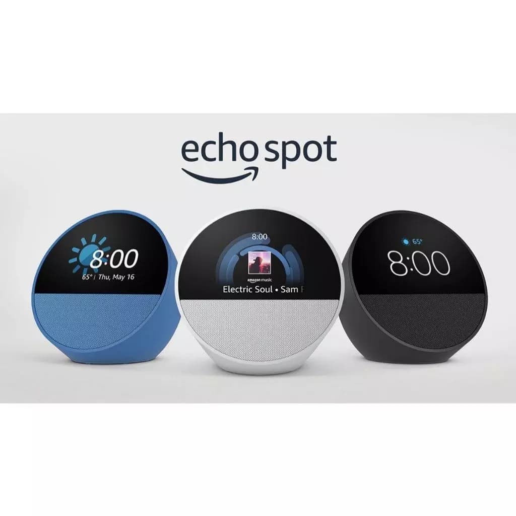 Alexa Echo Spot com Alexa Smart Speak (Branco, Preto e Azul)