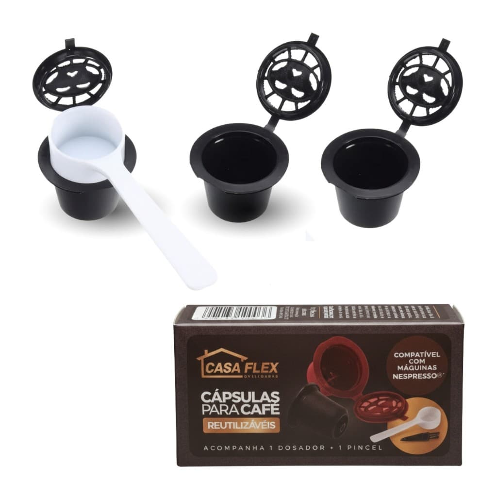 Kit 3, 6 Ou 12un Capsula Reutilizável 9g Café, Compatível Nespresso, Cafezinho, Dosador e Pincel