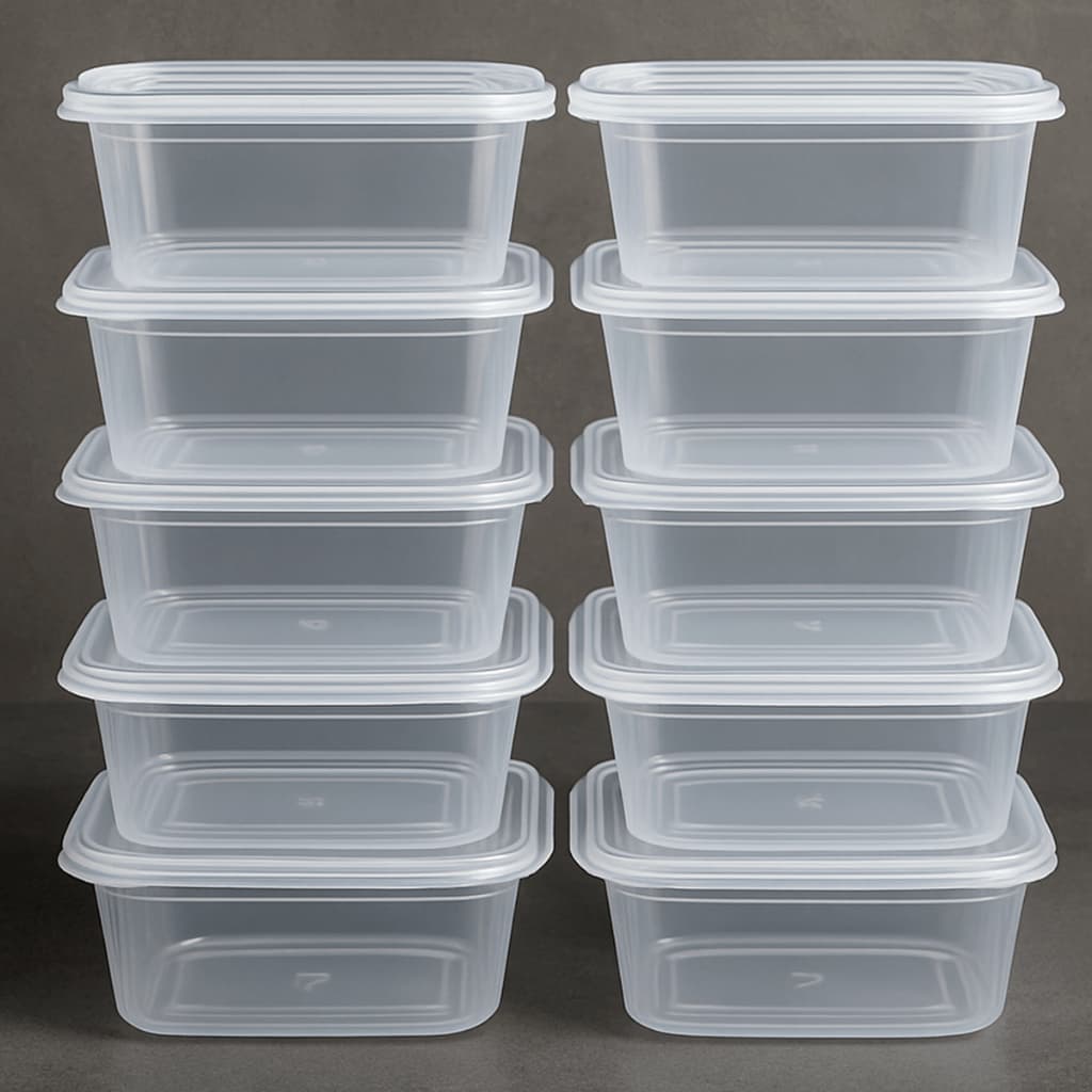 Kit 10 Potes Marmita 1000ml Transparente | Freezer, Micro-ondas e Lava Louça, Bpa Free ,Vedação