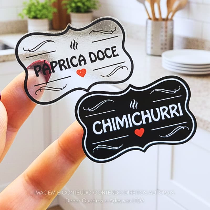 50 Etiquetas Adesivos para Potes de Temperos e Mantimentos para Cozinha Prova D´água 5x3cm