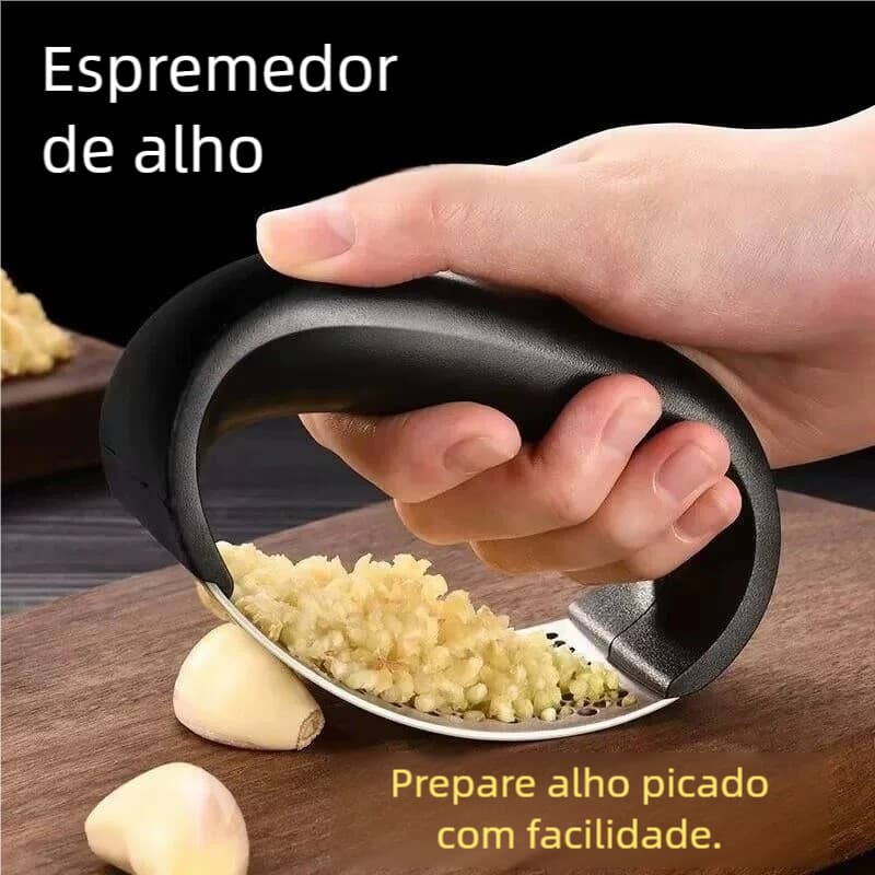 Espremedor de Alho Amassador Pratico Aço Inox Abs Resistentes Ideal para Culinária Diária