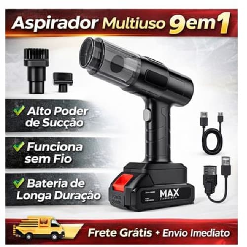 Aspirador de Pó para Carro Soprador de Poeira Sem Fio Recarregável de Alta Potência Envio Imediato