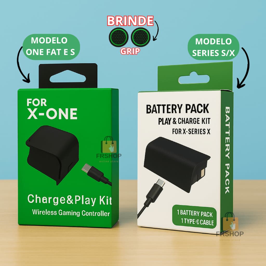 Bateria Carregador para Controle Xbox One Fat Series S Recarregável + Cabo USB Nova Grip