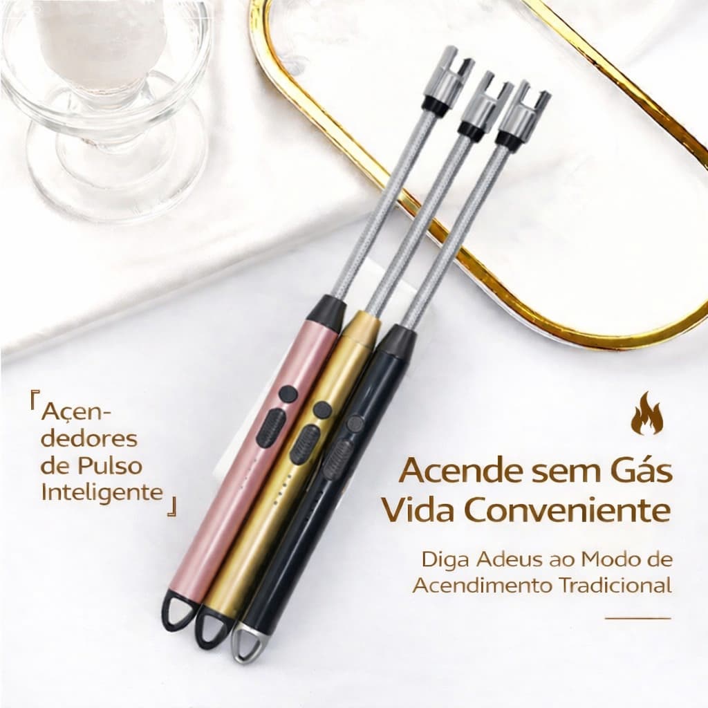 Acendedor de Fogão Isqueiro de Plasma Ecológico para Fogão Velas Camping Churrasqueira Luxo