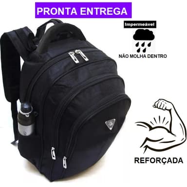 Mochila Bolsa Masculina Impermeável Reforçada Promoção Cor Preta