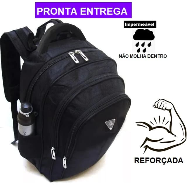 Mochila Bolsa Masculina Impermeável Reforçada Promoção Cor Preta