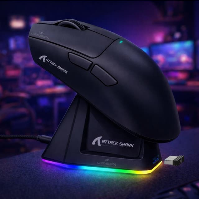 Attack Shark X11 Mouse Gamer Sem Fio Original com Adesivo Bluetooth USB Preto e Branco 3 em 1