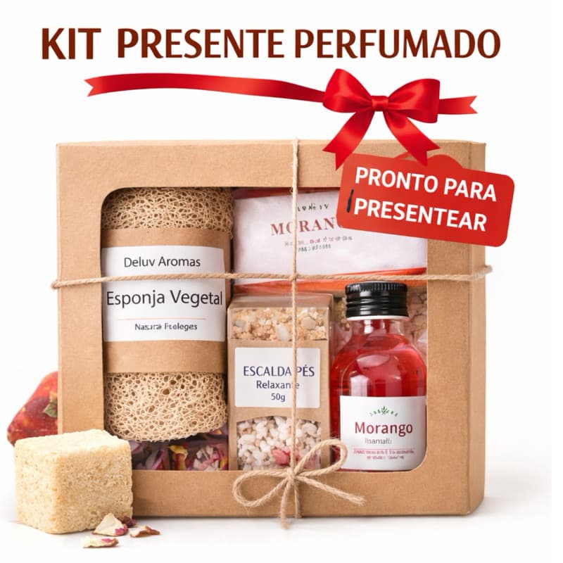 Kit Presente Spa em Casa |,Sabonete Artesanal + Escalda Pés + Esponja Vegetal | Dia da Mulher, Dia das Maes