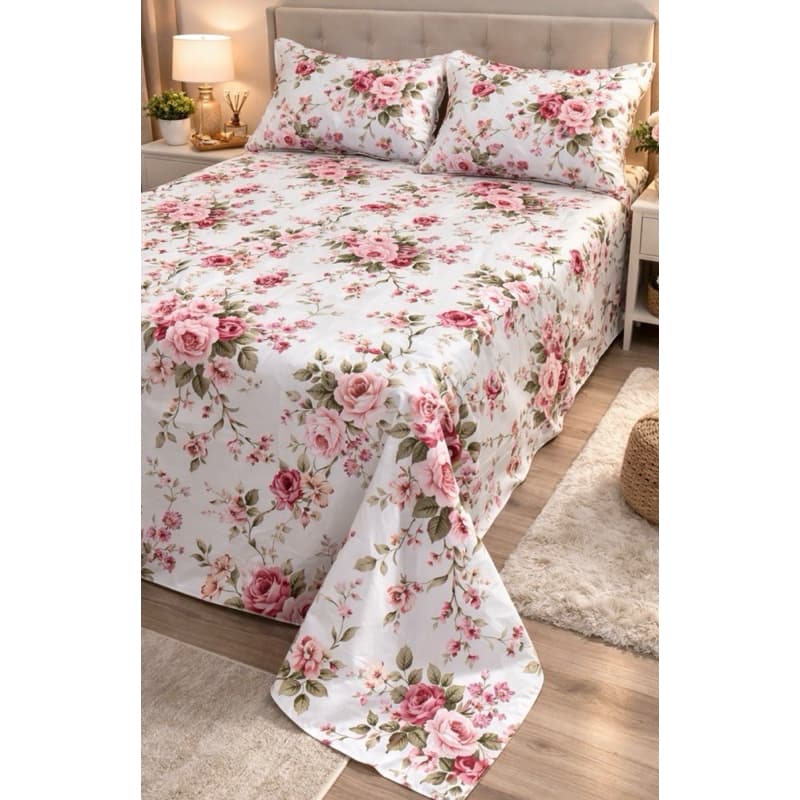 Jogo de Lençol 100% Algodão Percal Estampado Casal Queen King Completo *Oferta