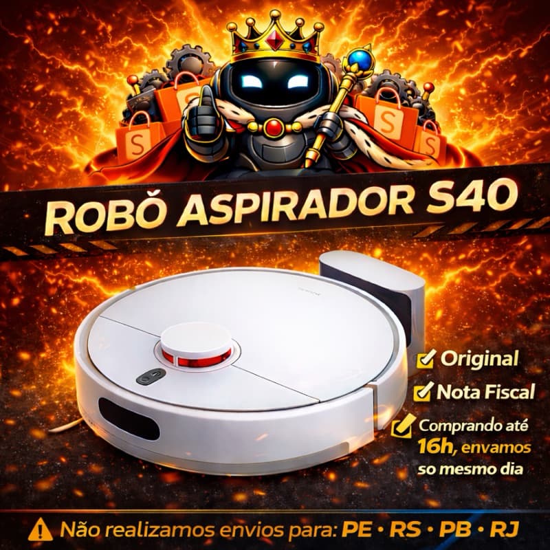 Robô Aspirador Xiaomi S40 Bivolt 10.000 Pa Mapeamento a Laser Inteligente Automática