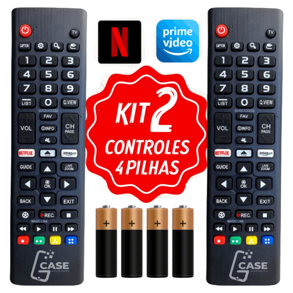 Kit 02 Controle Remoto para Tv LG Generico Smart 4K LED Lcd 24 32 40 43 50 55 65 Polegadas