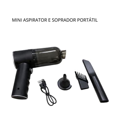 Aspirador e Soprador 4 em 1 Portátil Alta Potência e Multi Funcional para Limpezas Carros Janelas Sofás Tarpetes Gavetas