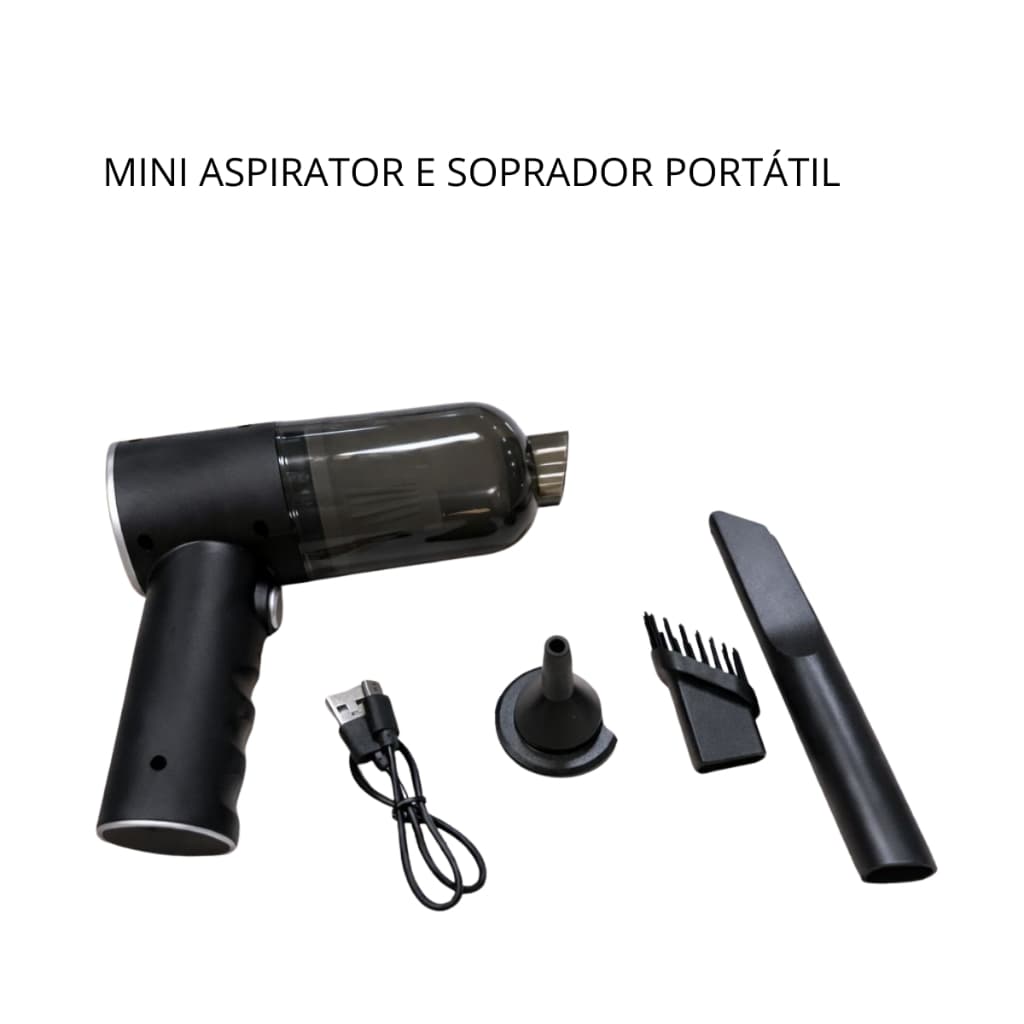 Aspirador e Soprador 4 em 1 Portátil Alta Potência e Multi Funcional para Limpezas Carros Janelas Sofás Tarpetes Gavetas